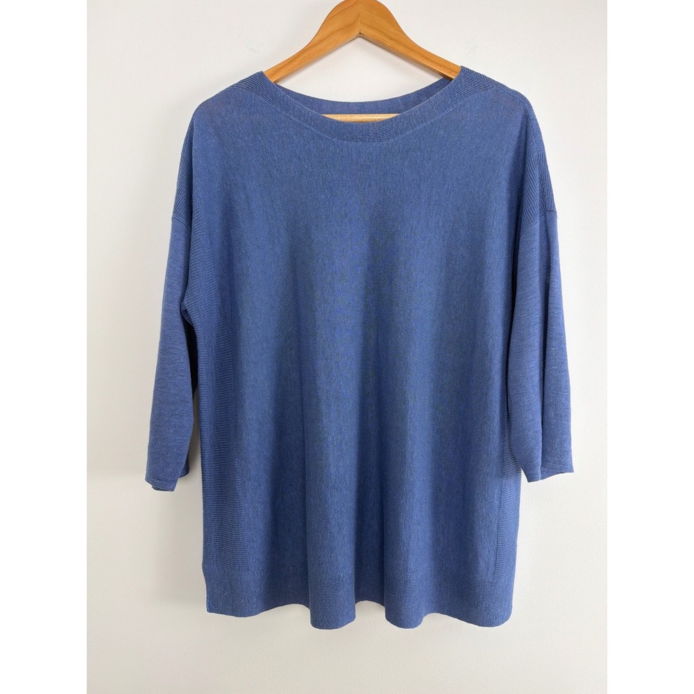 J. Jill Linen Blend Lightweight Sweater Knit Casual Minimalist Coastal